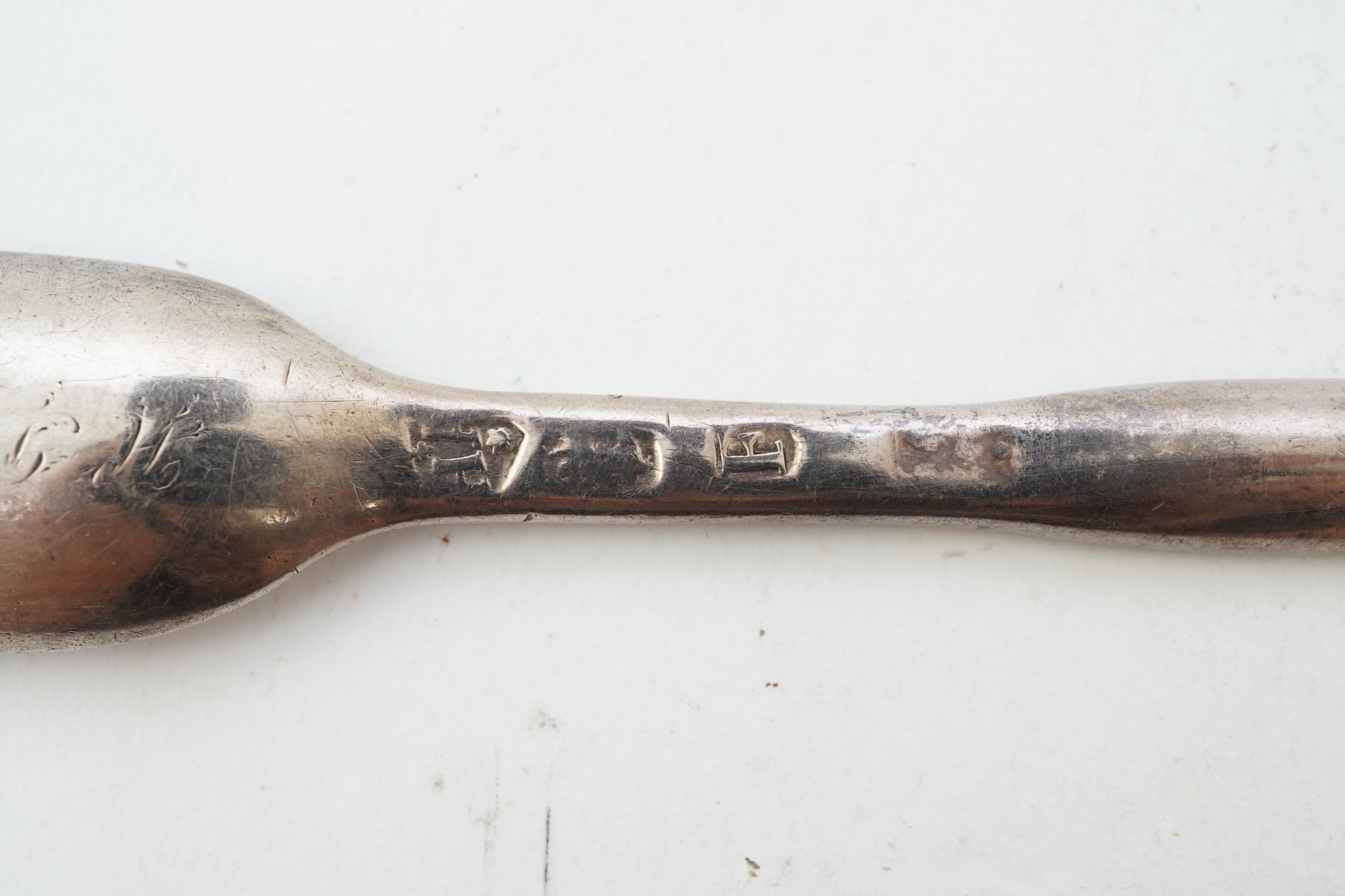 A George I silver marrow scoop, by Paul Hanet